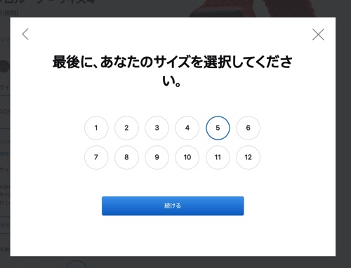 サイズの選択